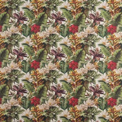 Upprepat motiv med blad och växtinspirerade former i varma och gröna toner