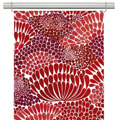 Retro panelgardiner i rött med ett mönster av koraller