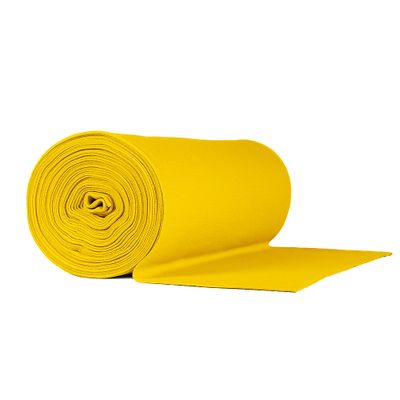 Rundstickad muddväv i gult för kläder, mjuk och elastisk.