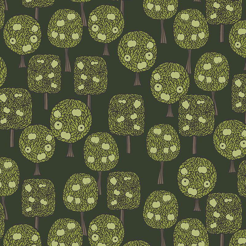 Äppelskogen mörkgrön tyg