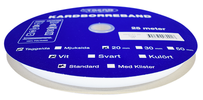 En hel rulle med kardborreband att sy fast på 25m i vitt och 20mm sybehör.