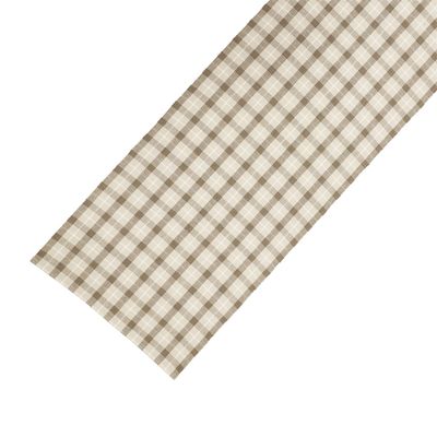 Nils beige rutmönstrad ripslöpare i 100% bomull med beige nyanser, mått 35x120 cm.