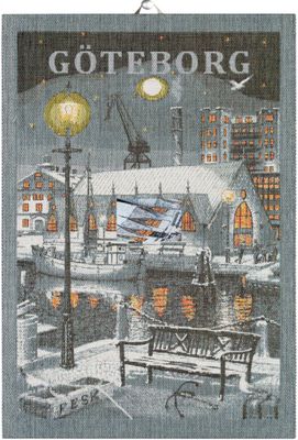 Göteborg natt kökshandduk 35X50 - Ekelunds Linneväveri