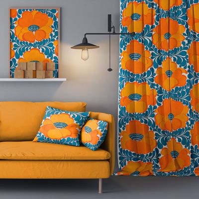 Love blå-orange gardiner