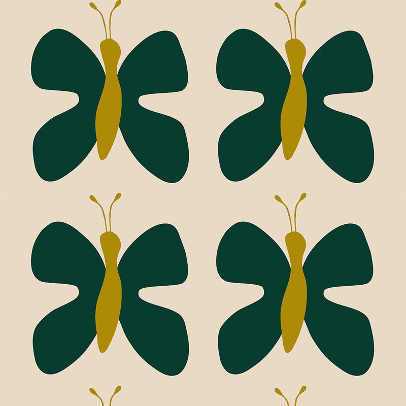 Fjäril grön tyg