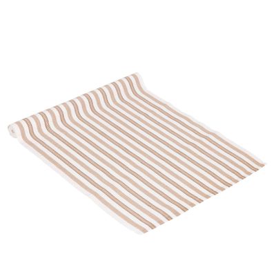 Ripslöpare Nina Sand 35x120 cm i garnfärgad bomull med sandfärgade 1 cm-ränder