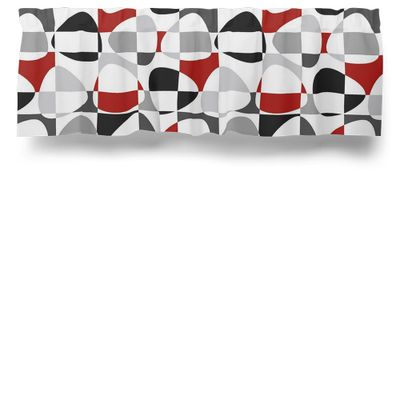 Mosaik röd-svart kappmetervara med ett retro mönster - nordisktextil.se