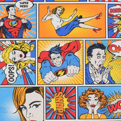 Comic hero med tecknade superhjältar- Rosahuset.com