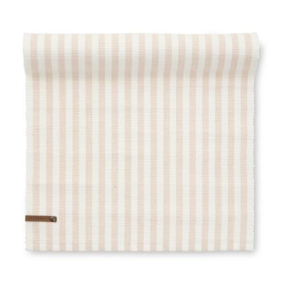 Rosarandig bordslöpare i bomull med klassiskt randigt mönster, storlek 40x140 cm.