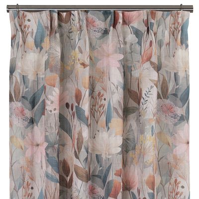 Bilbao rosa gardiner med blomstermönster i rosa, blått, rost, beige och grönt