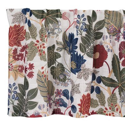 Laura vit-multi gardinkappa 50x250cm med färgrikt blomstermönster i vinrött, grönt, blått och beige