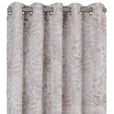 Nordic beige öljettlängder i 2-pack med naturinspirerat mönster i beige och grå toner på ljust beige botten