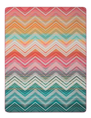 Riviera Mirage filt med flerfärgat zigzagmönster i rosa, gult, grönt och turkost