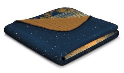 Vikt Cosmos filt som visar mörk baksida med stjärnliknande detaljer