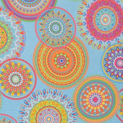 Uteväv Mandala festival inredningstyg med mandalas för utomhusbruk - Rosahuset.com