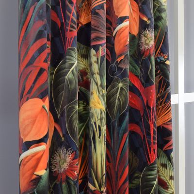 Dark jungle lyx sammetsgardiner färdiga gardiner med en fantastiskt jungel