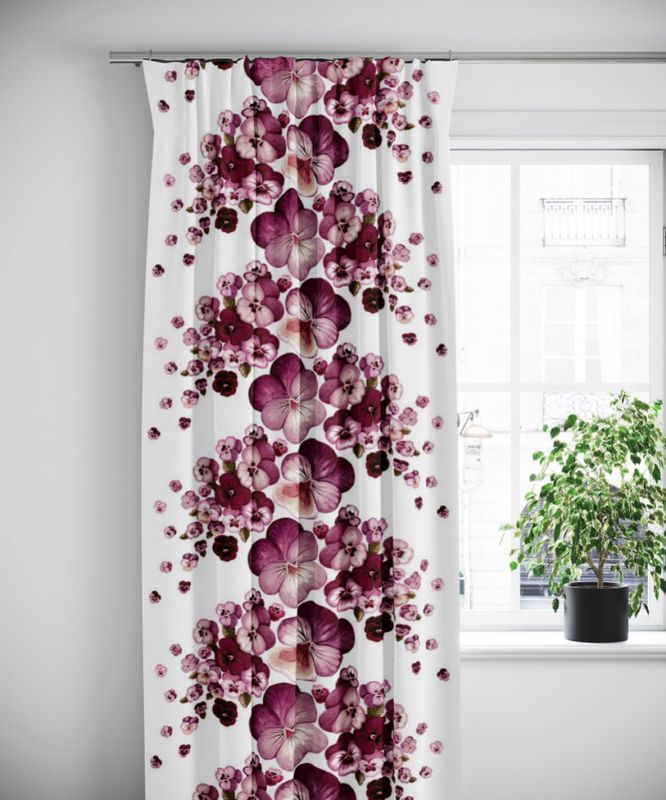 Viola vinröd-vit gardiner - nordisktextil.se