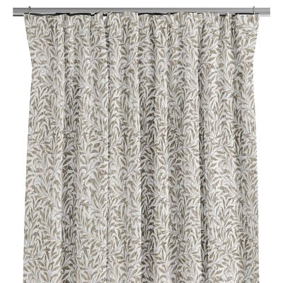 Frilagd bild av Ester beige gardiner i bomull med tätblommigt mönster inspirerat av Arts & Crafts