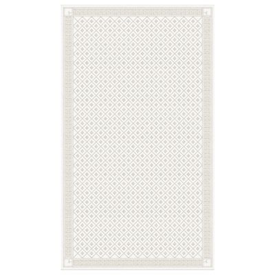 Åttebladsrose beige duk 150x260 cm i ekologisk bomull och lin med klassiskt norskt mönster