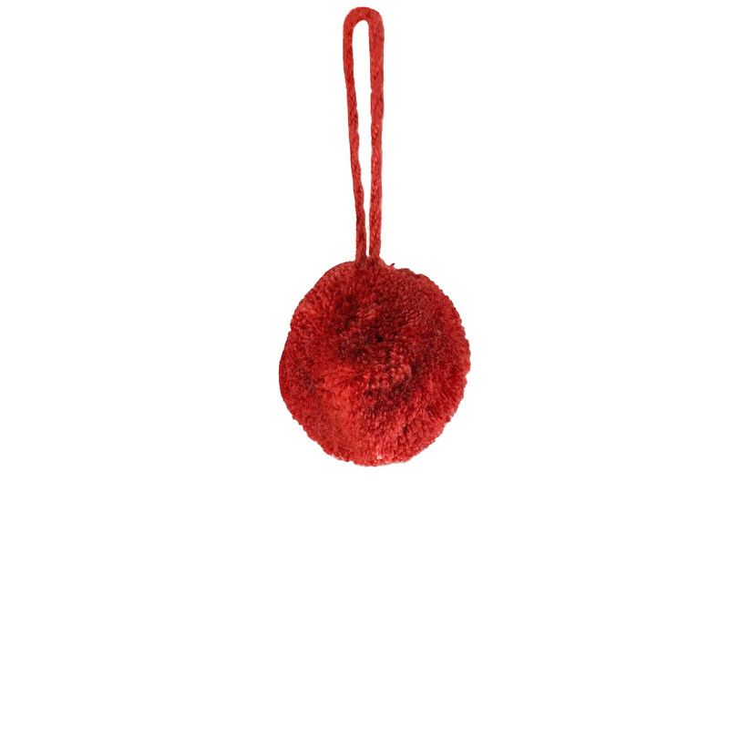 Röd pom pom mini garnboll för dekoration av kläder eller kuddar, sybehör online.