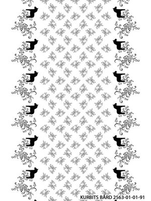 Kurbits bård vit-svart med dalahästar och kurbits från Arvidssons textil