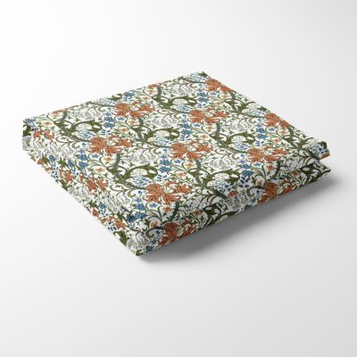Floriana bordsduk grön-rost – Blommig duk i botanisk design