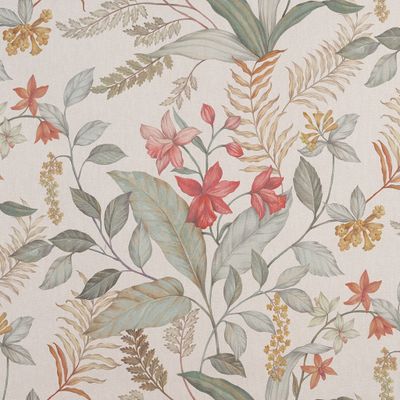 Freedom metervara med botaniskt blommönster i mjuka gröna, beige och rosa nyanser.