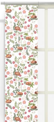 Panelgardiner med offwhite botten, söta sovande rävar och blommor