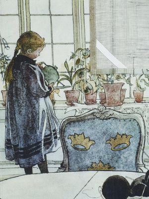 Blomster köks handduk med Carl Larsson motiv | nordisktextil.se