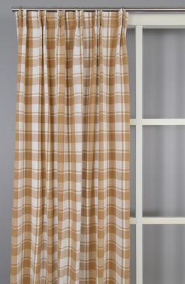 Edda iskaffe rutiga gardiner i beige och vitt