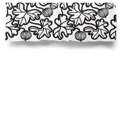 Krusbär vit-svart gardinkappa metervara