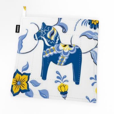 Leksand Sverige Grytlapp med Traditionellt Dalahästmönster