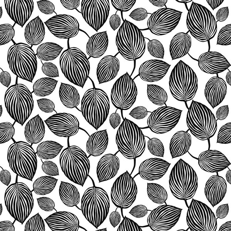 Lyckans blad svart tyg på metervara från Arvidssons textil