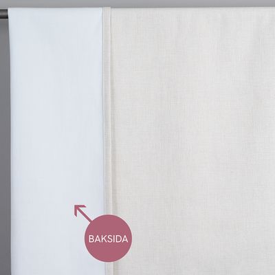 Offwhite mörkläggningsgardin Cru dubbelbredd med vit baksida för optimal ljusblockering