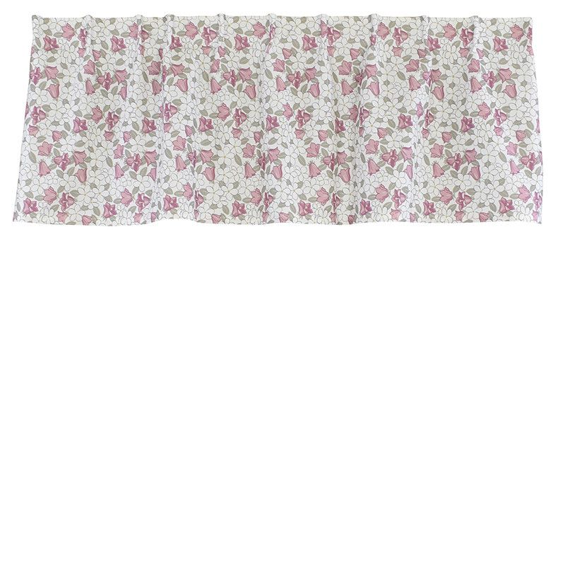 Lisa rosa gardinkappa med ett rosa blomster motiv| nordisktextil.se