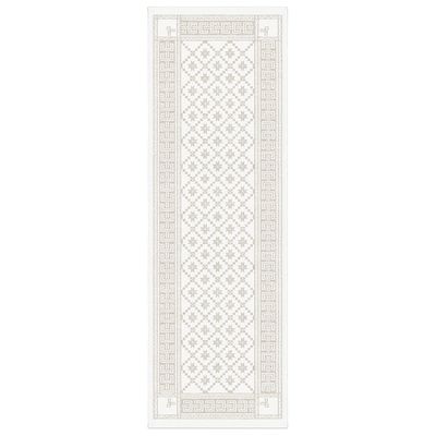 Åttebladsrose beige löpare i ekologisk bomull och lin med klassiskt norskt mönster