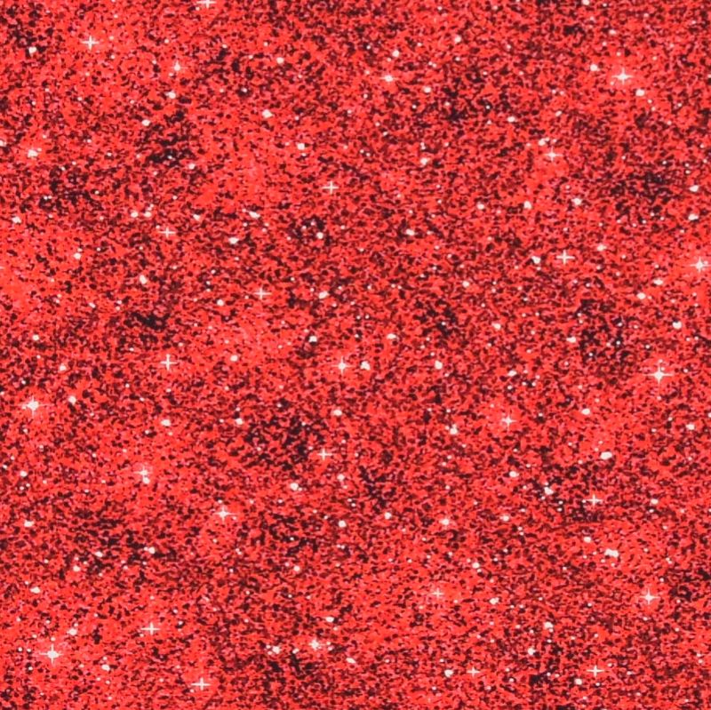 Trikåtyg Star shine röd med digitaltryckt glitter- nordisktextil.se